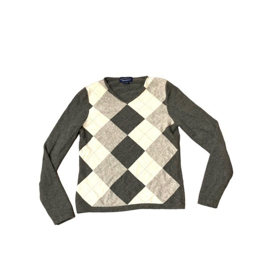 Charter club cashmere sweater creamy white gray